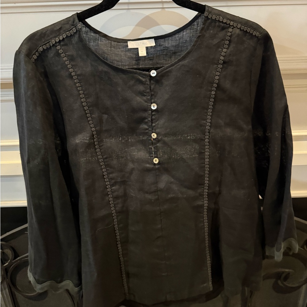 Chic Black Blouse with Button Detail